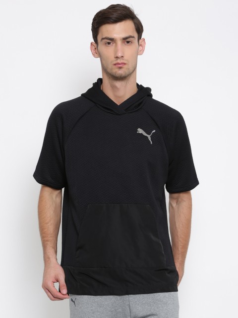 

Puma Men Black Self-Design Hooded Sweatshirt