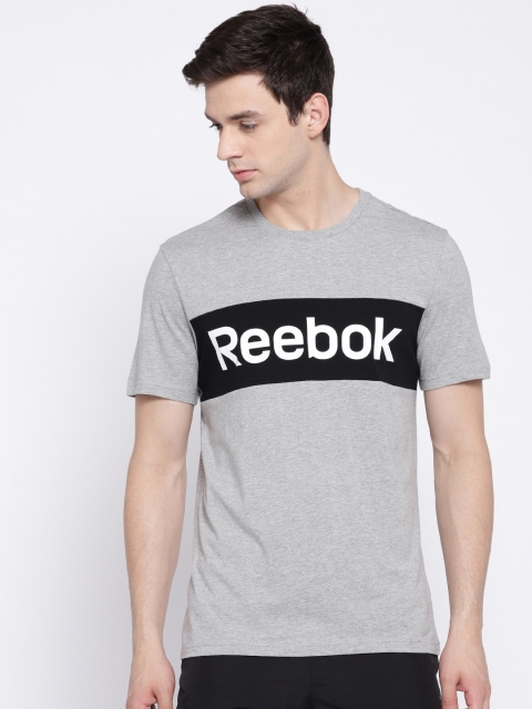 

Reebok Men Grey Melange CS Brand Graph Printed Round Neck T-shirt