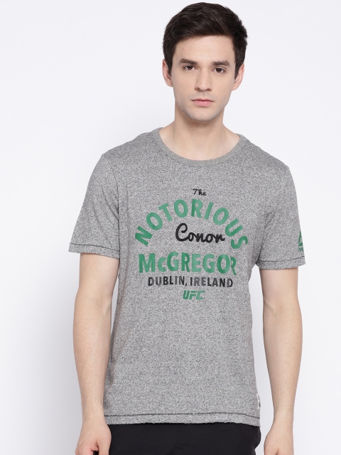 

Reebok Men Grey Melange Printed UFC FG R & M McGregor T-shirt