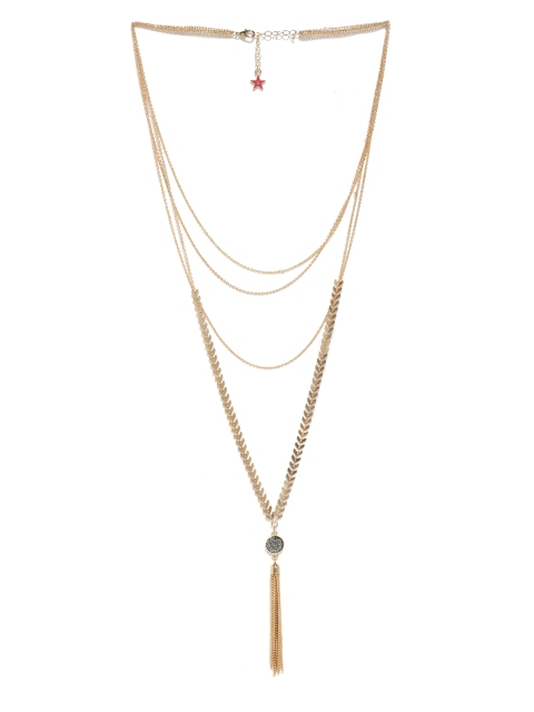 

Ayesha Women Gold-Toned Metal & Crystal Studded Multi-Layered Necklace