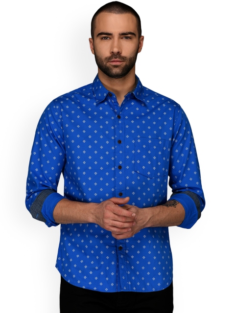 

Greenfibre Men Blue Slim Fit Printed Casual Shirt