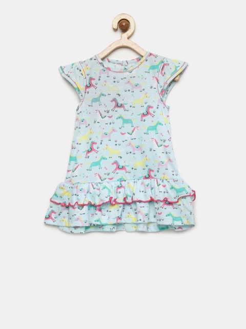 

Babysafe Girls Blue Printed Drop-Waist Dress