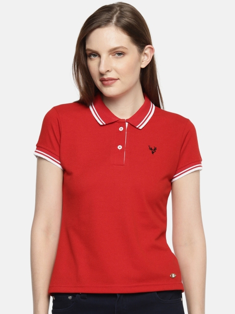 

Manola Women Red Solid Polo Collar T-shirt