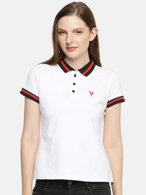 

Manola Women White Solid Polo Collar T-shirt