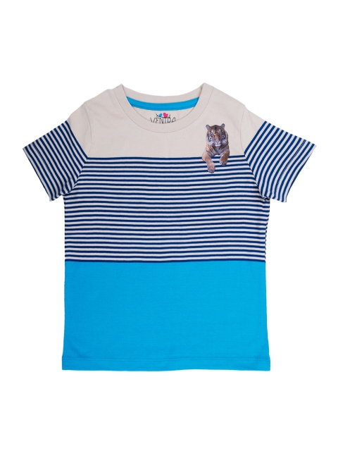 

ventra Boys Blue Striped Round Neck T-shirt