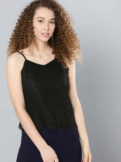 

VividArtsy Women Black Lace Top