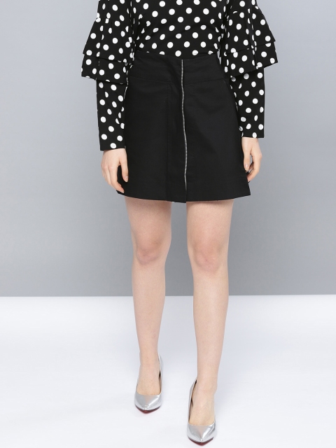 

VividArtsy Women Black Mini A-Line Skirt