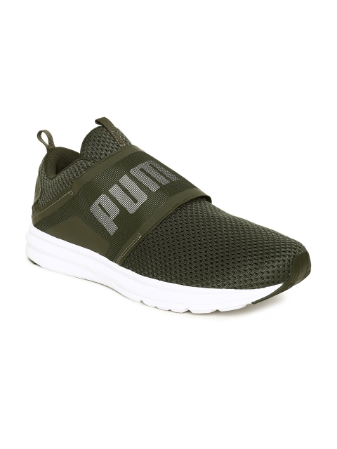 

Puma Men Olive Green Enzo Strap Mesh Running Shoes