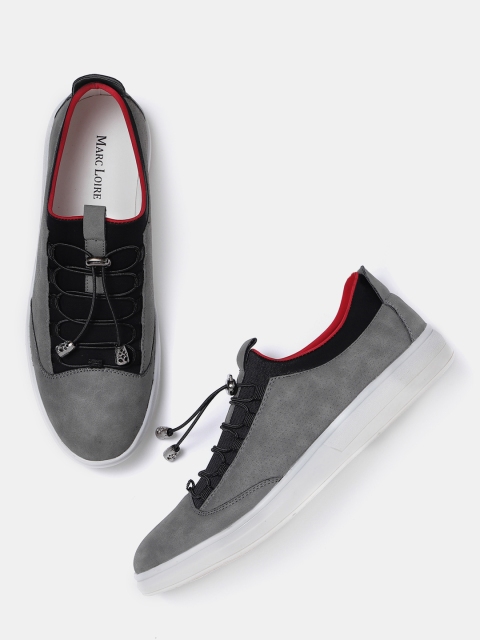 

Marc Loire Men Grey & Black Colourblocked Slip-On Sneakers