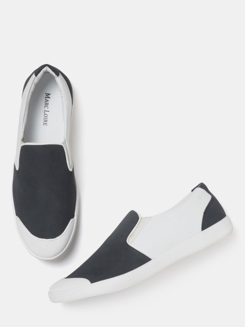 

Marc Loire Men Navy & White Colourblocked Slip-On Sneakers, Navy blue