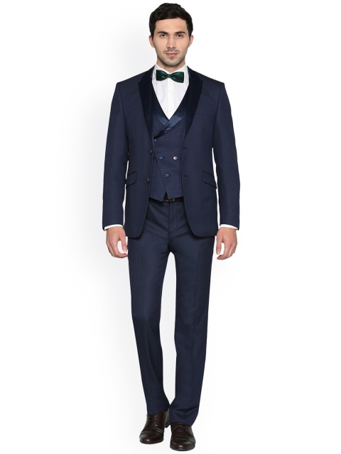 

Van Heusen Men Navy Blue Solid Single-Breasted Slim Fit Tuxedo Suit