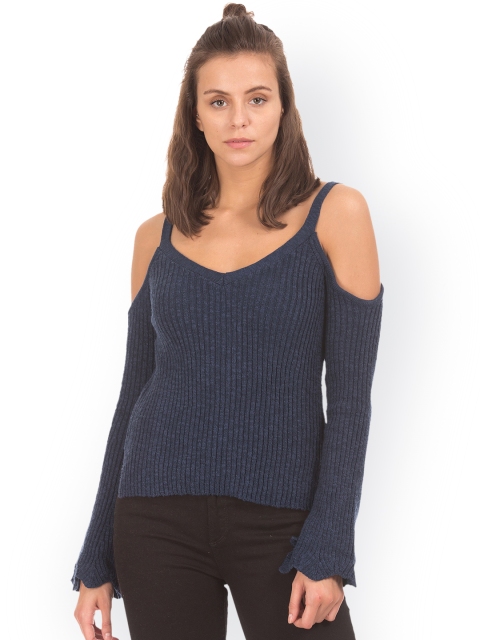 

Aeropostale Women Blue Solid Pullover