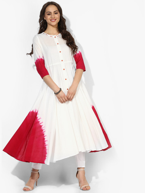 

Sangria Women White & Red Dyed Anarkali Kurta
