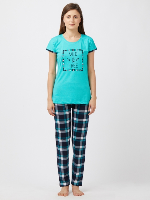 

Blush by PrettySecrets Women Blue & Black Printed Night suit