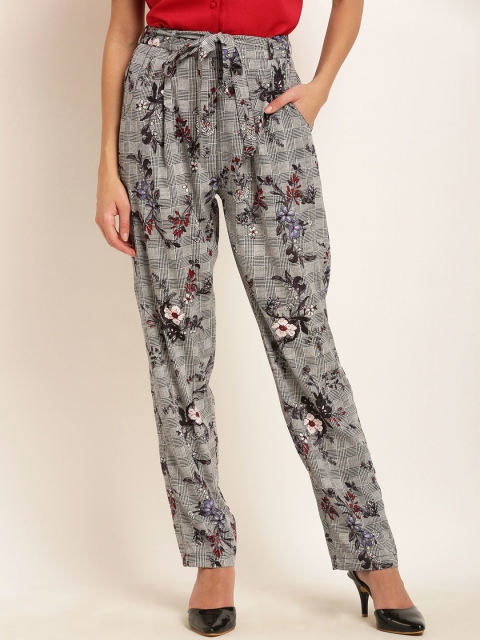 

RARE Women Grey Original Regular Fit Printed Peg Trousers