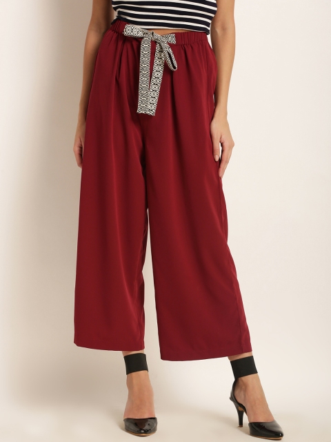 

RARE Women Maroon Original Regular Fit Solid Parallel Trousers