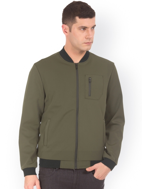 

Arrow New York Men Olive Green Solid Bomber