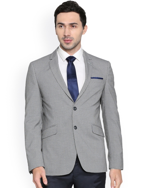 

Van Heusen Men Grey Self-Design Single-Breasted Formal Blazer
