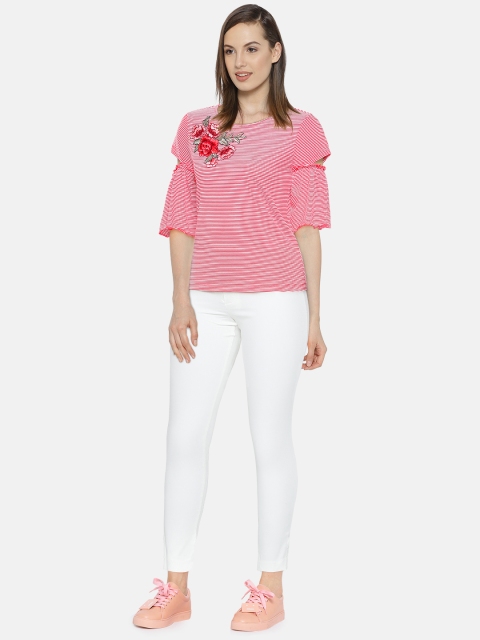 

Madame Women Red Striped Top
