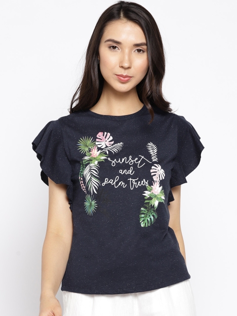 

Madame Women Navy Blue Printed Top