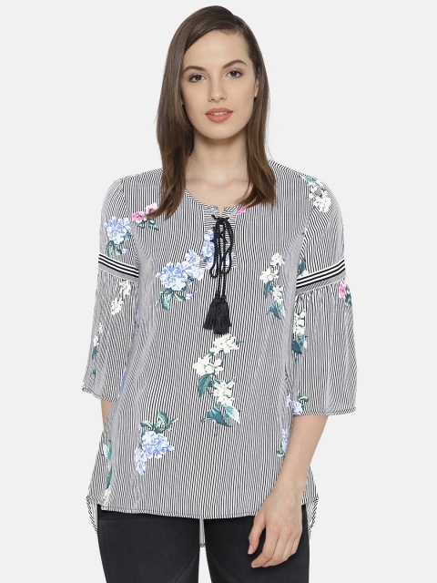 

Madame Women Black & White Striped Top