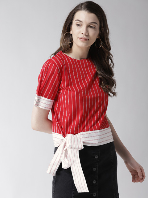 

Madame Women Red & White Striped Top