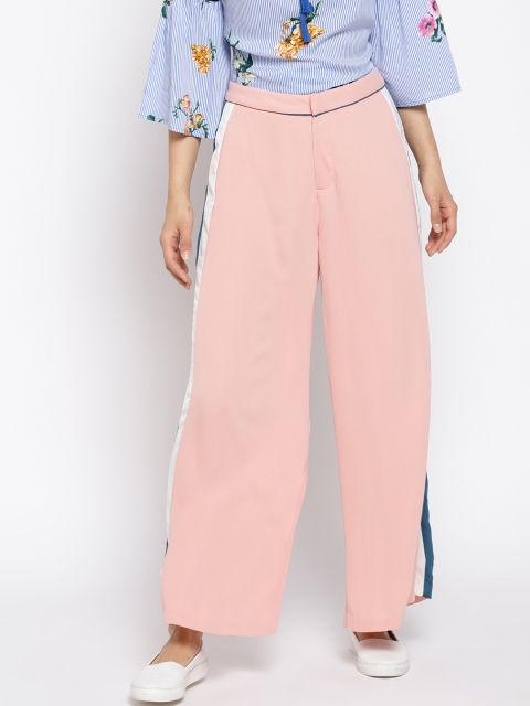 

Madame Women Peach-Coloured Flared Solid Palazzos