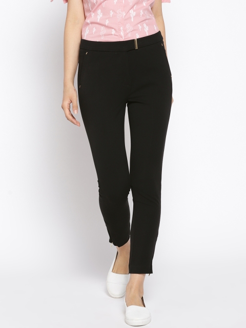 

Madame Women Black Regular Fit Solid Trousers