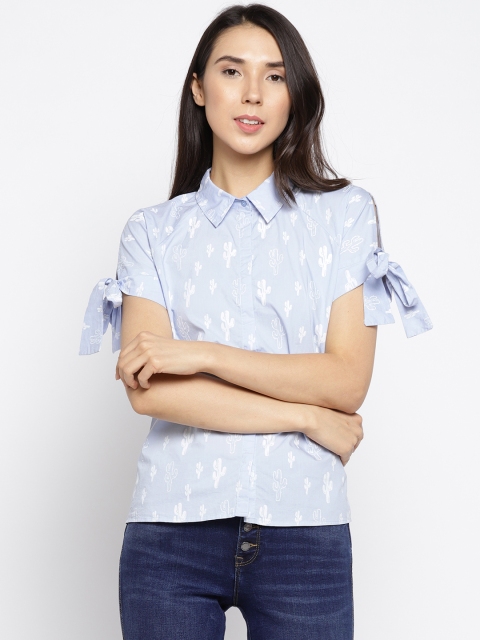 

Madame Women Blue Regular Fit Printed Casual Shirt