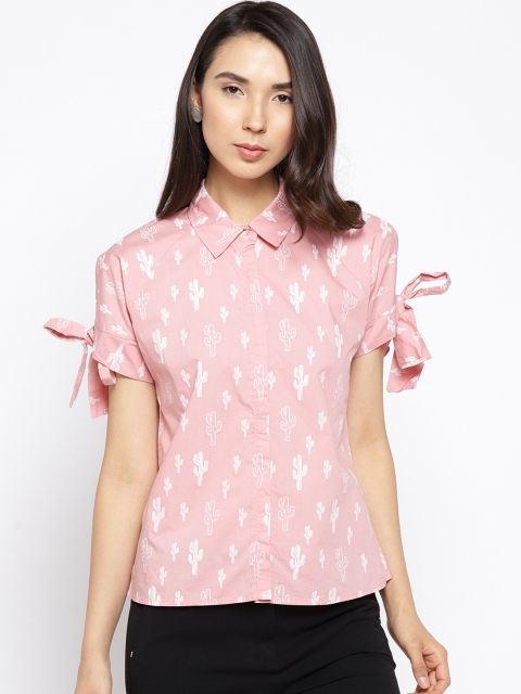 

Madame Women Pink Regular Fit Printed Casual Shirt