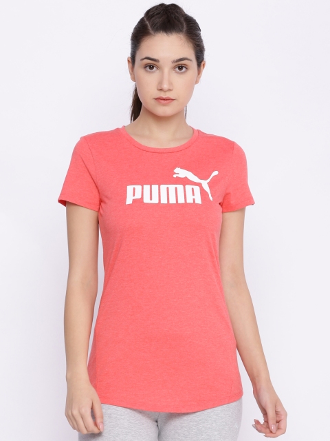 

Puma Women Pink ESS No.1 Heather Round-Neck T-shirt