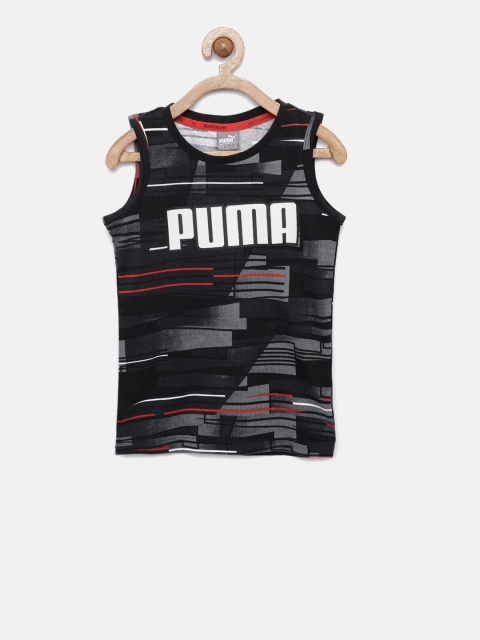 

Puma Boys Black & Grey Printed Round Neck T-shirt