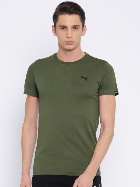 

Puma Men Olive Green ESS Solid Round Neck Slim Fit T-shirtSolid Round Neck T-shirt