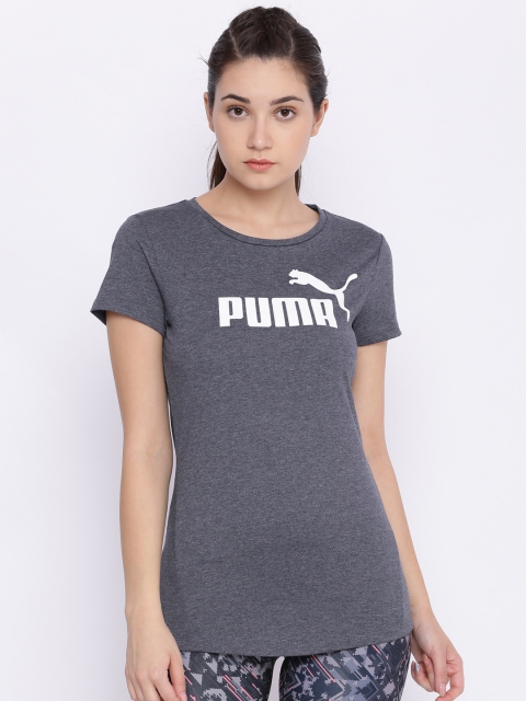 

Puma Women Navy Blue & Grey ESS No.1 Tee Heather W T-shirt