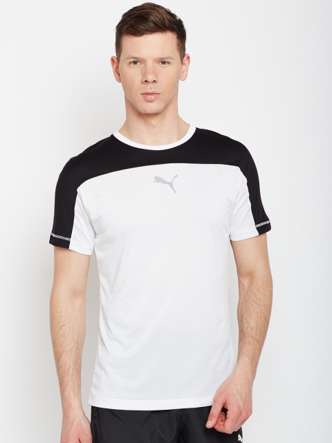 

Puma Men White Solid Round Neck T-shirt