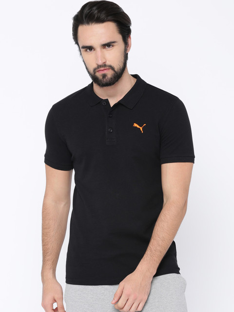 

Puma Men Black Solid Polo Collar T-shirt