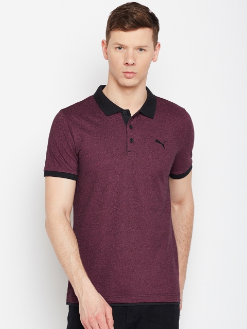 

Puma Men Maroon Solid Polo Collar T-shirt
