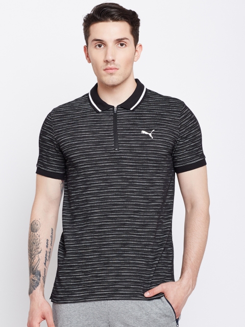 

Puma Men Black Solid Polo Collar T-shirt