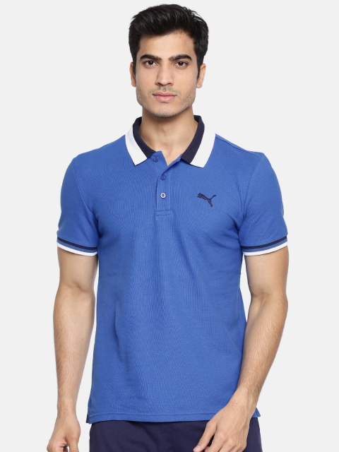 

Puma Men Blue Solid Polo Collar T-shirt