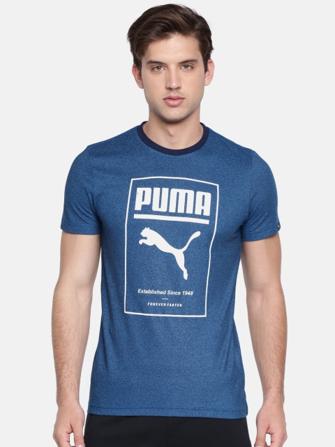 

Puma Men Blue Printed Round Neck T-shirt