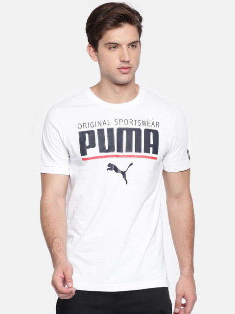 

Puma Men White Printed STYLE Athletic Pure Cotton T-shirt