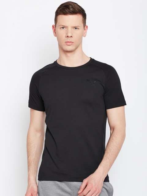

Puma Men Black Solid Round Neck Evostripe Move T-shirt