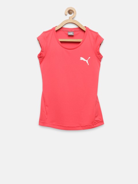

Puma Girls Pink Active Dry ESS Solid Round Neck T-shirt