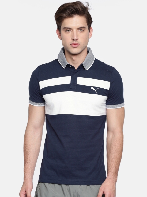 

Puma Men Navy Blue Colourblocked Polo Collar T-shirt