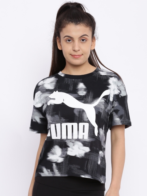 

Puma Women Black Printed Classics Logo AOP T-shirt