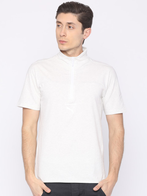 

Puma Men Off-White Pace Primary Collar Zip T-shirt
