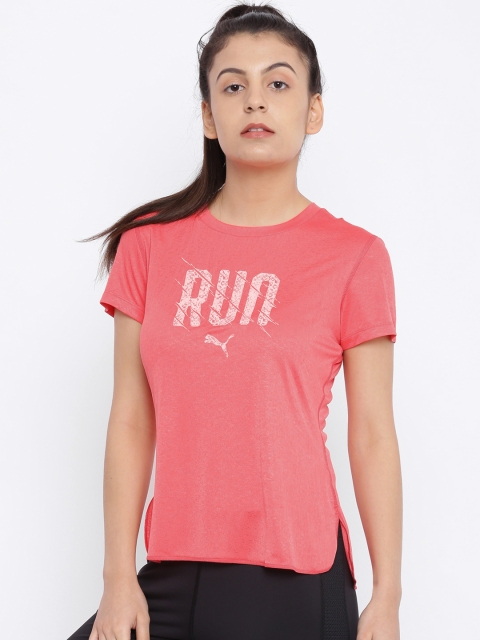 

Puma Women Coral Pink Printed Run S S T-shirt