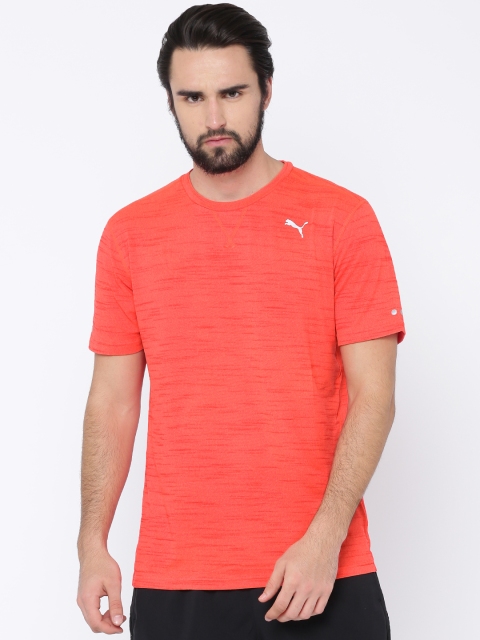 

Puma Men Coral Red Solid Round Neck Rebel-Run S S T-shirt