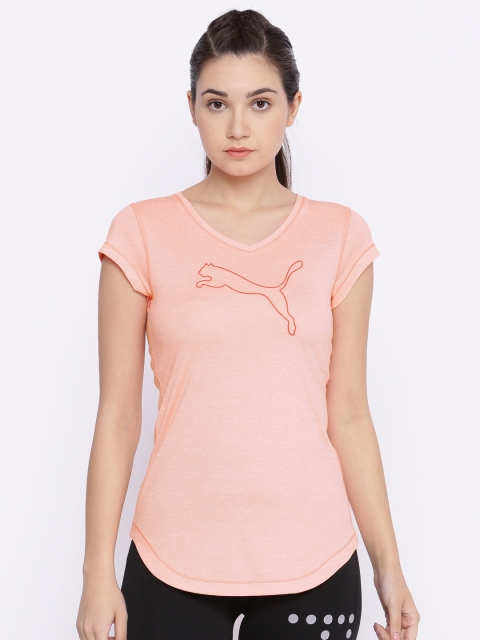 

Puma Women Peach-Coloured Solid V-Neck T-shirt