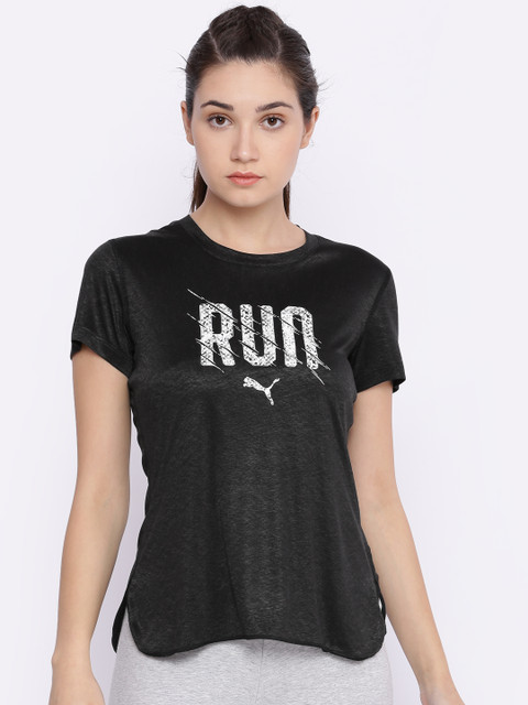 

Puma Women Black Printed Round Neck T-shirt